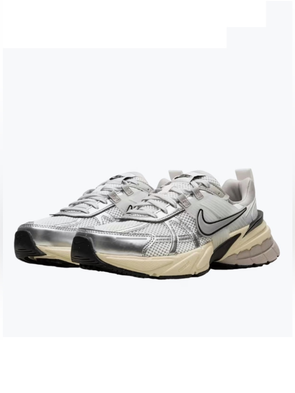 Nike V2K Run Silver and Beige Sneakers